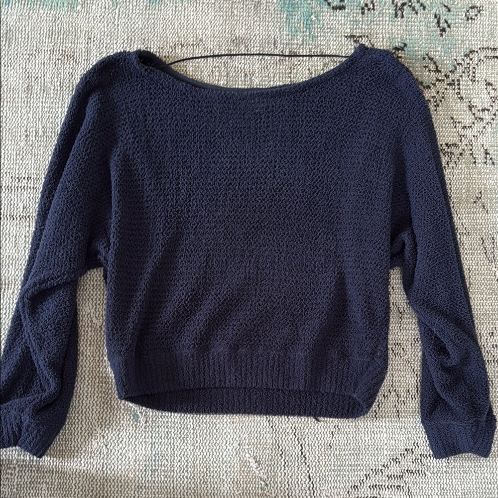 La Hearts Blue Crew Neck Sweater Relaxed Fit